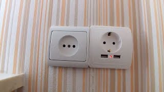 Розетка 220В с двумя выходами USB 5 В Посылка с алиэкспресс Socket 220V with two USB outputs 5 V