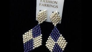 Learn how to make diamond shaped earrings using brickstitch pattern