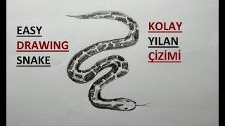 Yılan Çizimi / Karakalem Çok Kolay Yılan Çizimi