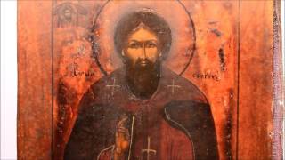 Купить старую икону легко! Икона старинная именная преподобный Сергий Радонежский. DR0351