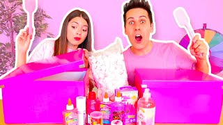 FARE LO SLIME SOLO CON INGREDIENTI ROSA CHALLENGE!!