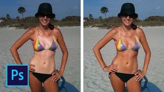 Как убрать линию загара в фотошопе