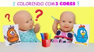 DESAFIO COLORINDO COM 3 CORES ( 3 MARKER CHALLENGE) | MEGIE E MIA - Lilly Doll