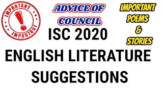 ISC 2020 English Literature Important Suggestion I ISC Class 12 English Literature Suggestion