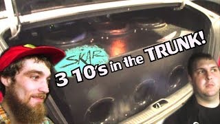 Sleeper Car Audio Install w/ Drew's 10" Skar VVX SUBS on 1500 Watt BASS Amp | Trunk Build SBN 2014