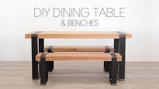DIY Modern Dining Table w/ Matching Benches | Modern Builds