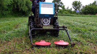 Роторная косилка в деле. Заготовка сена на самодельном минитракторе 2019.