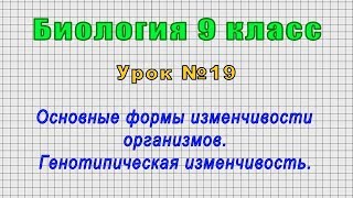 Биология 9 класс (Урок№19 - Основные формы изменчивости организмов. Генотипическая изменчивость.)