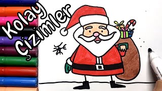 Kolay Çizimler | Sevimli Noel Baba Çizimi | Resim Çizimleri