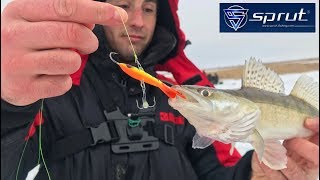 Ловля судака зимой на балансир SPRUT HIKO с эхолотом Практик. Kamfish