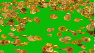 Green Screen Money is falling Overlays HD Animation Футаж Монеты падают хромакей