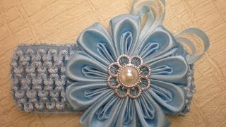 Цветок КАНЗАШИ - Повязка для Девочки. Новый лепесток.  /DIY / Flowers Kanzashi /Tutorial.