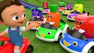 Colors & Fruits Names for Children to Learn with Little Baby Cartoon Fruit Cars Race 3D Kids Edu