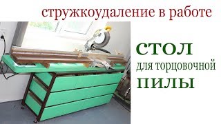 Стружкоудаление в работе. Стол для торцовочной пилы.Chip removal.