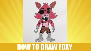 How to draw Foxy, FNAF, Как нарисовать Фокси, ФНАФ