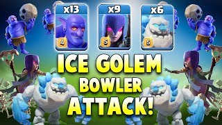 6 Max Ice-Golem + 13 Max Bowler + 9 Max Witch = New Attack 2019 TH12 War 3 Star Attack