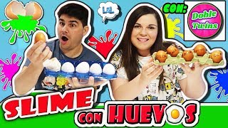 SLIME explotando HUEVOS challenge Colaboración DOBLE TWINS LOL RETOS DIVERTIDOS