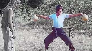 Тренировка кунг фу железными шарами и бревном | Training kung fu with iron balls and logs