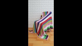 ВЯЗАНИЕ ИЗ ОСТАТКОВ ПРЯЖИ/ПЛЕД СПИЦАМИ/ОКАНТОВКА КРЮЧКОМ/