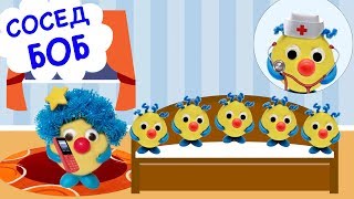 Пять детей прыгали в кровати. Five little babies jumping on the bed. Nursery Rhymes for kids.
