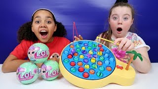 Lets Go Fishing Game Toy Challenge | LOL Surprise Dolls