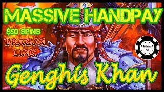 ?MASSIVE HANDPAY JACKPOT on GENGHIS KHAN ?HIGH LIMIT Dragon Link $50 BONUS ROUNDS New Slot Machine ?
