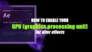 How To Enable Amd Gpu in Adobe After Effects