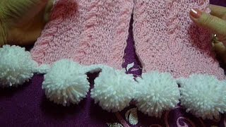 Шарф спицами / с помпонами двусторонний /scarf with pom-pom bilateral