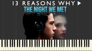 13 Reasons Why - The Night We Met (Piano Tutorial Synthesia)