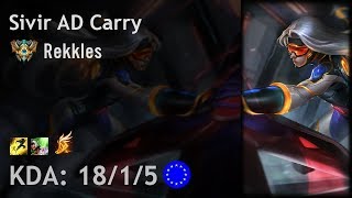 Sivir AD Carry vs Tristana - Rekkles - EUW Challenger Patch 8.3