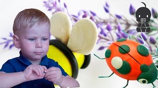 ЛЕПКА ДЛЯ ДЕТЕЙ. Лепка из пластилина для детей. Лепим пчелку и божью коровку
