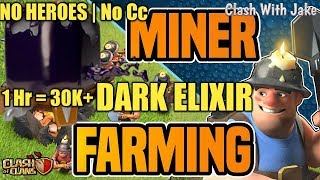 th10 level 2 miners farming | no heroes heroes | no clan castle |zero dark elixir cost |2017 method
