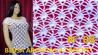 Blusas tejidas a crochet en punto arañitas paso a paso TODAS LAS TALLAS