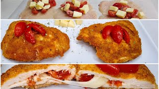 COTOLETTE DI POLLO RIPIENE ALLA PIZZAIOLA ricetta facile e veloce STUFFED CHICKEN CUTLET