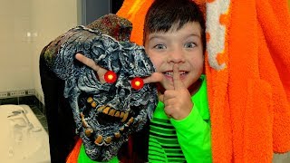 Kid Pretend play with Funny Halloween Masks