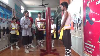 Nellore Shaolin Kung-fu Wooden Dummy Training Indian Martial arts AP Wing chun Training  Academy