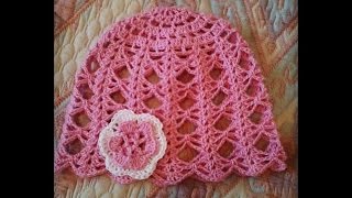 Ажурная шапочка крючком для малышки