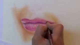 Dessiner une bouche avec des pastels secs/ How to Draw the Mouth [Tuto]
