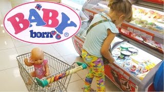 Куклы беби бон в Супермаркете прогулка с пупсиками на коляске в магазин Видео для девочек