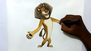 How to draw Alex the Lion from Madagascar