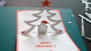 Snowman and Christmas Tree Pop Up Card, Kirigami Tutorial