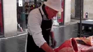 Scottish Butcher Demonstration Food Market Perth Perthshire Scotland