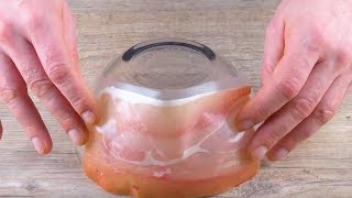 將火腿包在碗上，魔法會在烤箱裡發生