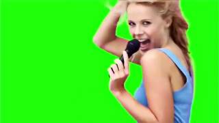Футаж девушка поет на зеленом фоне, хромакей КЛИП (+музыка без ап) /green screen girl