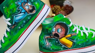 Rick and Morty Custom Painted Airbrushed Converse | Spray Art