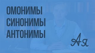 Омонимы. Синонимы. Антонимы. Видеоурок по русскому языку 5 класс