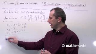 Parameterform in Koordinatenform umwandeln, Beispiel 9 | V.01.06