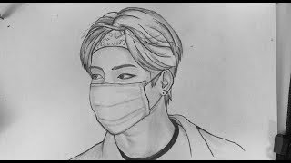 How to draw V BTS || BTS drawing || k-pop sketch || រៀនគូរតារាកូរ៉េ