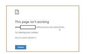 how to fix error "This page isn’t working in google chrome " ERR_TOO_MANY_REDIRECTS