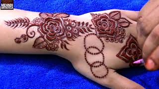 Gulf flower Henna Mehndi Design tattoo ❤️ Step by Step Mehendi Application for Hands
